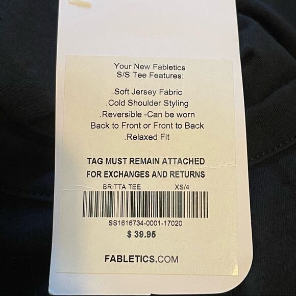 Fabletics‎ Black Britta Tee XS Size 4 - Picture 9 of 13